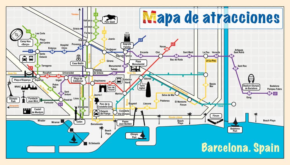 Metro plan and map with attractions
