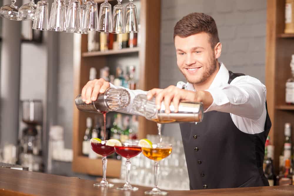 bartender mixing drinks