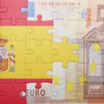 puzzle with the national flag of spain and euro banknote