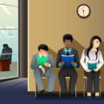 People waiting for job interview illustration