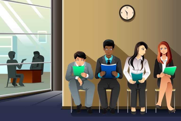 People waiting for job interview illustration