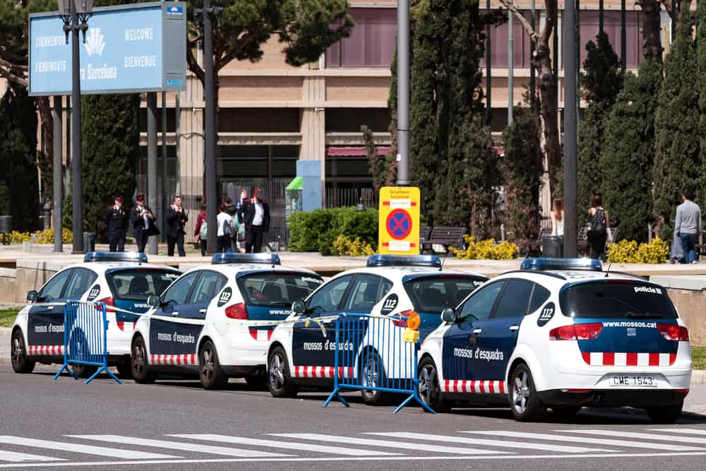 Barcelona, Spain Row of police cars