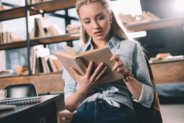 Swedish woman reading a book