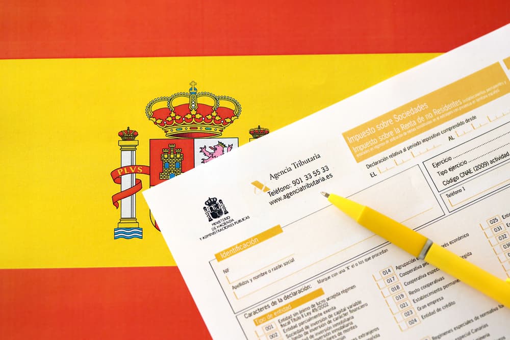 Tax Form on Spanish Flag