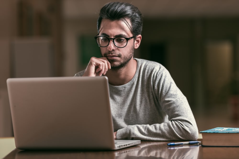 Young man working in Spain